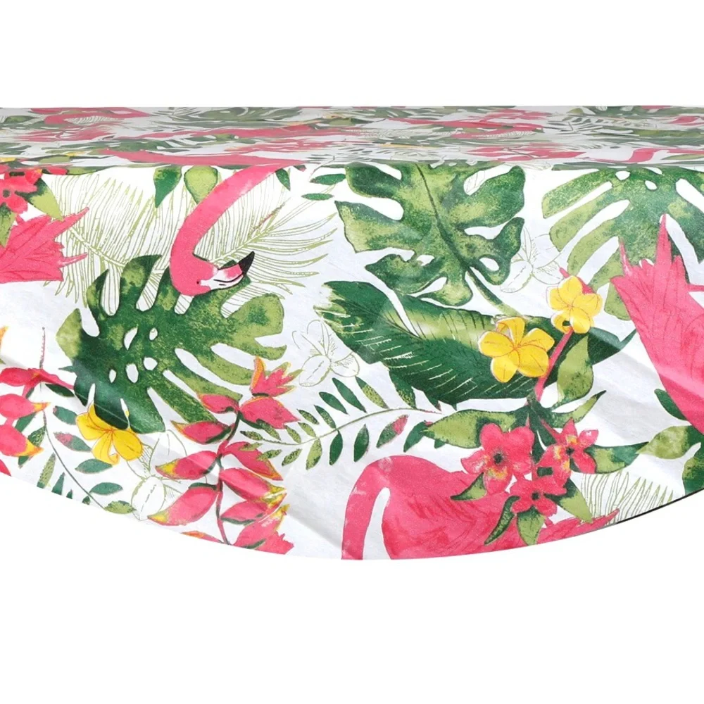Home Collection Tropical Flamingo PEVA Tablecloth w Flannel Backing